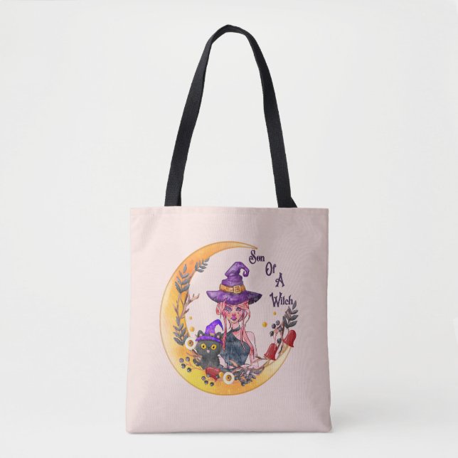 Son of a Witch – Crescent Moon Design Tote Bag (Front)
