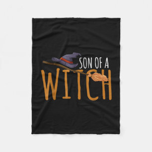 Son of a witch's hat halloween broomstick fleece blanket
