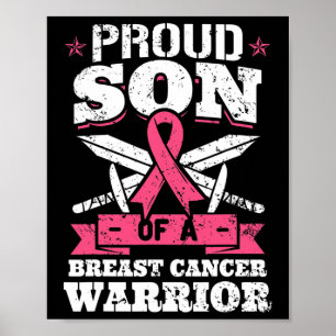 Son Of Breast Cancer Warrior Pink Awareness Ribbon Poster