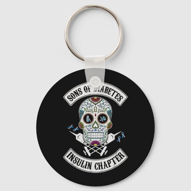 Son Of Diabetes Insulin Chapter Funny Skull Key Ring (Front)