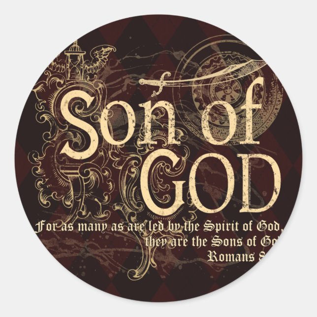 Son of God, Romans 8:14 Christian Classic Round Sticker (Front)