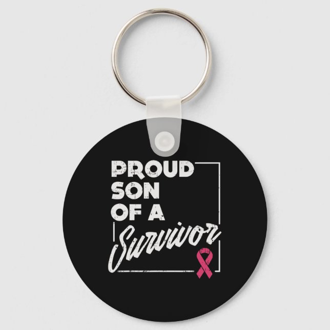 Son Of Survivor Breast Cancer Support Gift  Key Ring (Front)