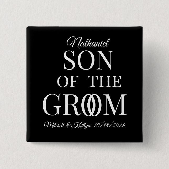 Son of the Groom Wedding 15 Cm Square Badge (Front)