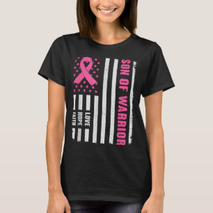Son Of Warrior Aamerican Flag Breast Cancer T-Shirt