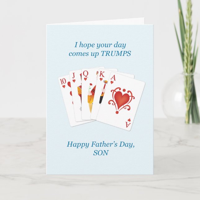 Son on Father's Day, Hearts Trumps Whist Card (Front)