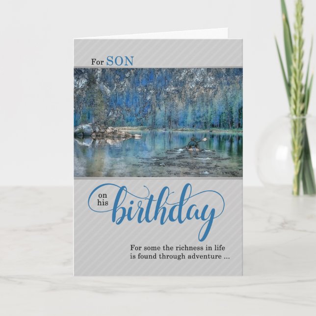 Son Outdoors Kayak Birthday for Sportsman Card (Front)