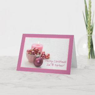 Son & Partner merry christsmas pink ornaments chr Holiday Card