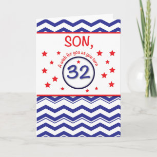 Son, Patriotic 32nd Birthday Card