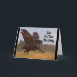 Son Pegasus Birthday Greeting Card<br><div class="desc">Awesome, vintage picture of a black Pegasus, ready to take flight, is featured on this birthday greeting card for a Son. Front of card reads, "Son, On Your Birthday", and inside of card reads, "May your dreams take flight and soar high as a Pegasus, on your Birthday and through out...</div>