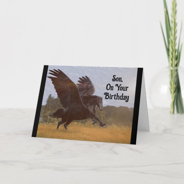 Son Pegasus Birthday Greeting Card  (Front)