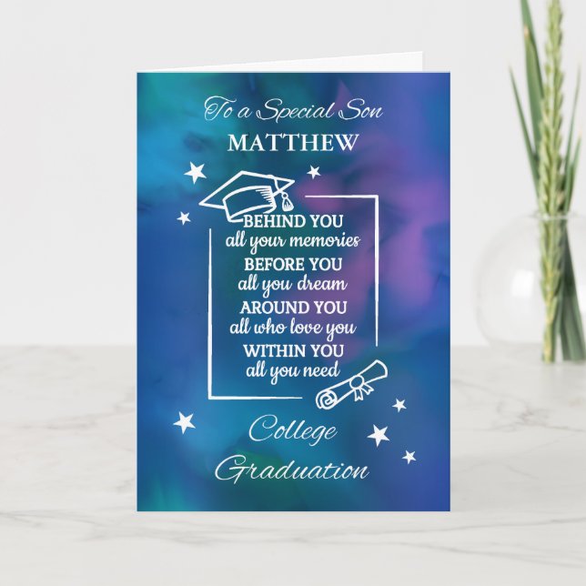 Son Personalise College Graduation Quote Card (Front)