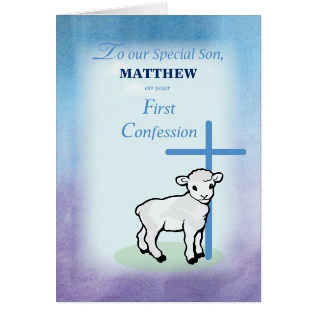 Son Personalise Name on First Confession with Lamb (Front)