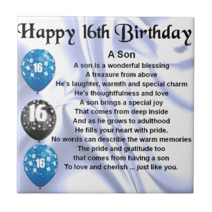 Son poem - 16th Birthday design Tile