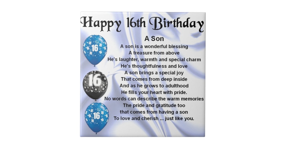 Son poem - 16th Birthday design Tile | Zazzle