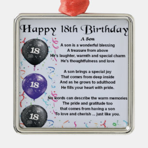 Son Poem 18th Birthday Design Metal Tree Decoration
