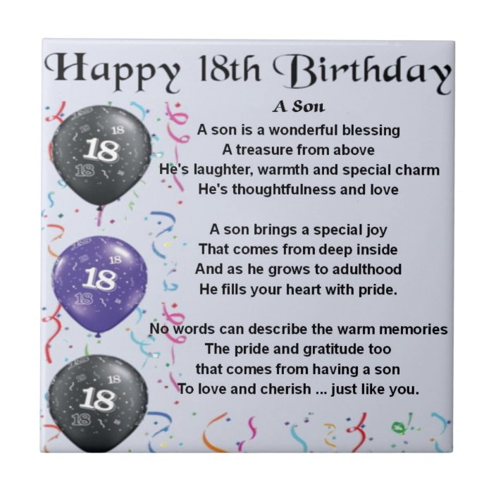 Son Poem 18th Birthday Design Tile | Zazzle.co.uk