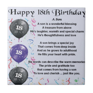 Son Poem 18th Birthday Tile