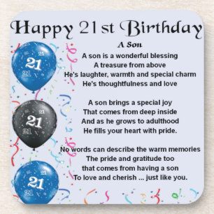 Son Poem  - 21st Birthday Design Coaster