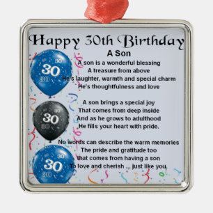 Son Poem - 30th Birthday Design Metal Tree Decoration