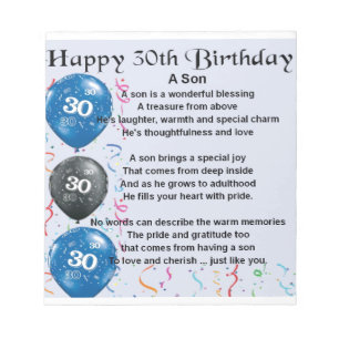 Son Poem  - 30th Birthday Design Notepad