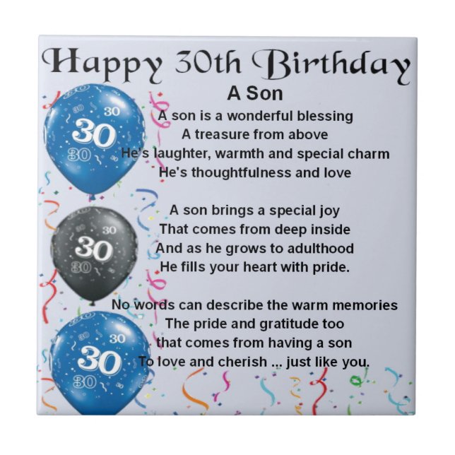 Son Poem  - 30th Birthday Design Tile (Front)