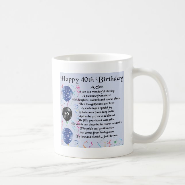 Son Poem  - 40th Birthday Design Coffee Mug (Right)