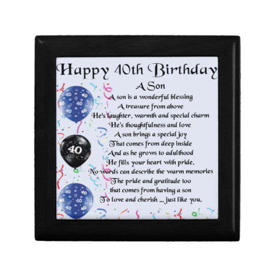 Son Poem - 40th Birthday Design Gift Box | Zazzle.co.uk