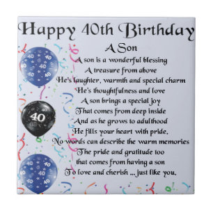 Son Poem  - 40th Birthday Design Tile