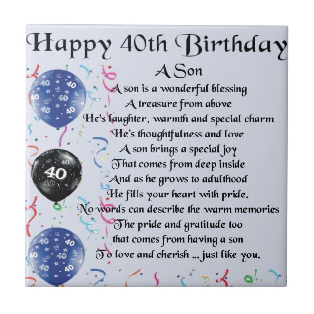 Son Poem  - 40th Birthday Design Tile (Front)