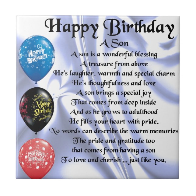 Son Poem  -  Happy Birthday Tile (Front)
