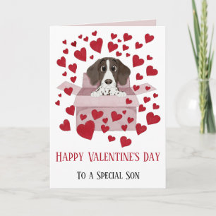 Son  Puppy in Box Valentine's  Card