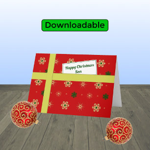 Son red Christmas parcel modern Holiday Card