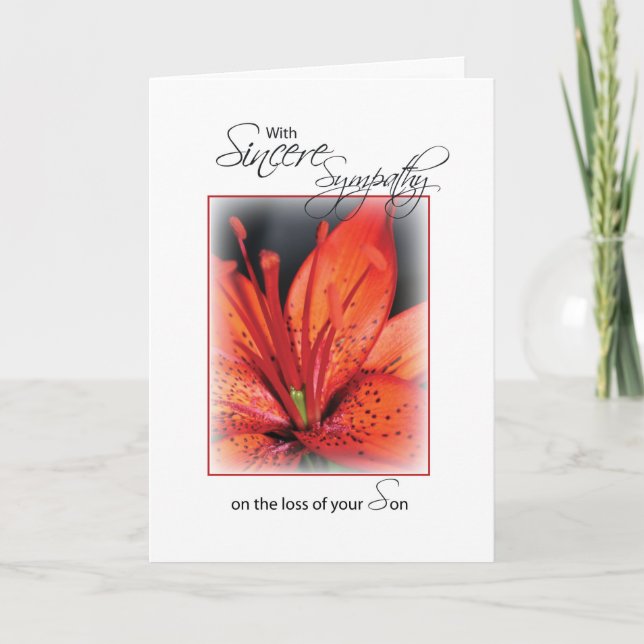 Son, Red Flower Sympathy Card (Front)