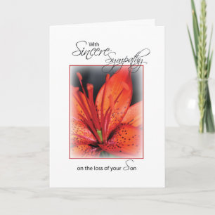Son, Red Flower Sympathy Card