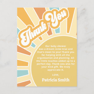 Son Retro Boy Baby Shower Thank You Postcard