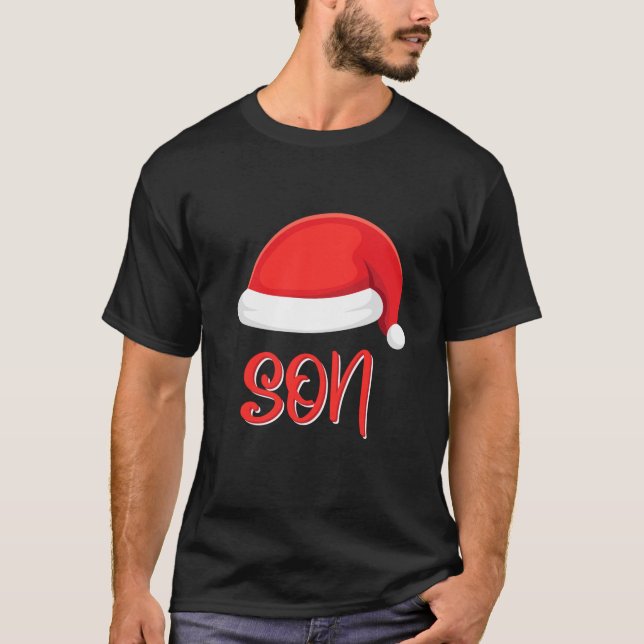 Son Santa Hat Matching Family Christmas Son T-Shirt (Front)