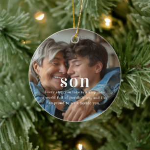 Son Sentimental Photo Keepsake Christmas Ceramic Tree Decoration
