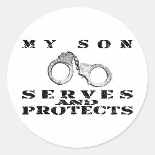 Son Serves Protects - Cuffs Classic Round Sticker