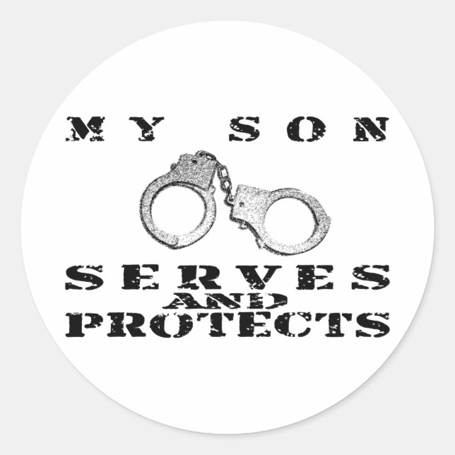 Son Serves Protects - Cuffs Classic Round Sticker (Front)