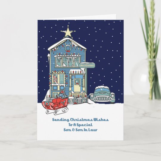 Son & Son In Law Sending Christmas Wishes Holiday Card  Zazzle.co.uk