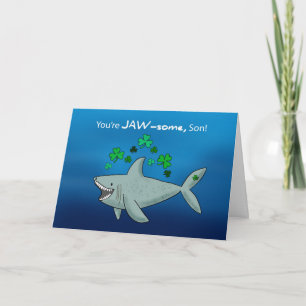 Son St Patricks Day Shark With Shamrocks Card