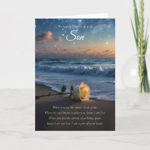 Son Sympathy Memorial Rose Beach Beautiful Card