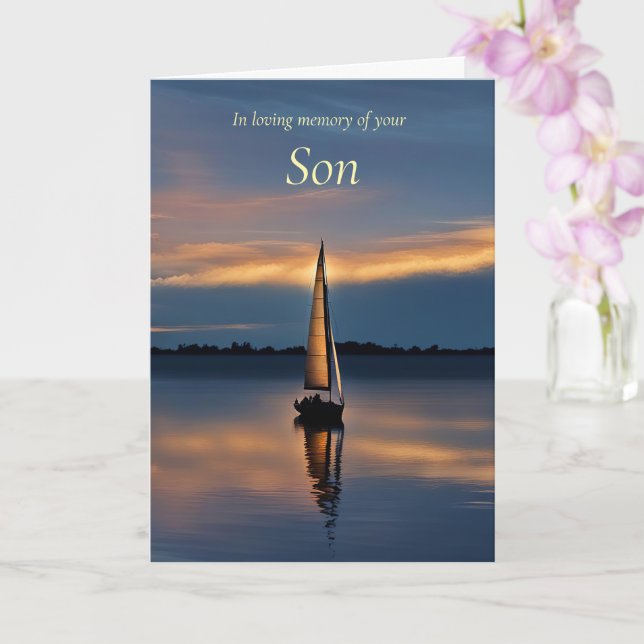 Son Sympathy with Serene Seascape Sailboat Card (Orchid)