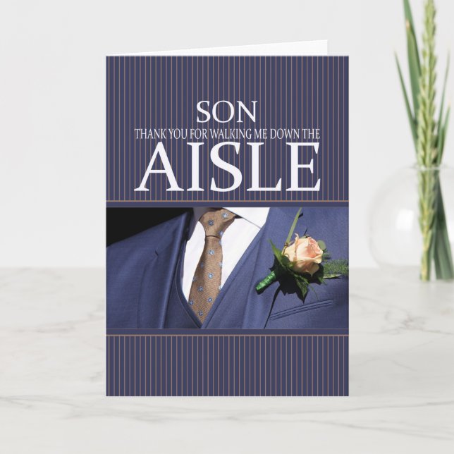 Son  Thanks for Walking me down Aisle Thank You Card (Front)