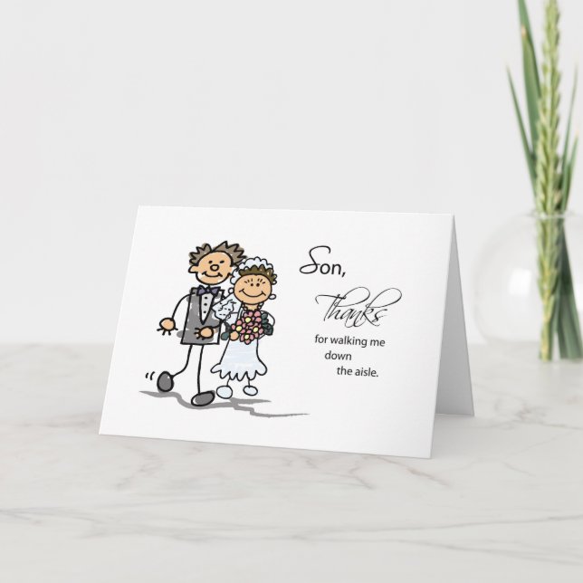 Son, Thanks for Walking Me Down the Aisle Man Thank You Card (Front)