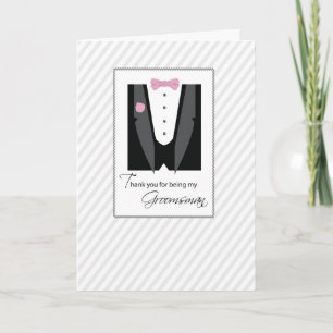 Son, Thanks Groomsman, Rose Colour Thank You Card