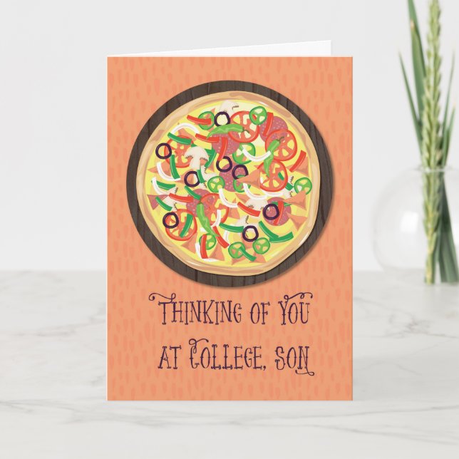 Son Thinking of you at College Pizza Card (Front)