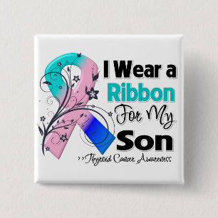 Son - Thyroid Cancer Ribbon 15 Cm Square Badge