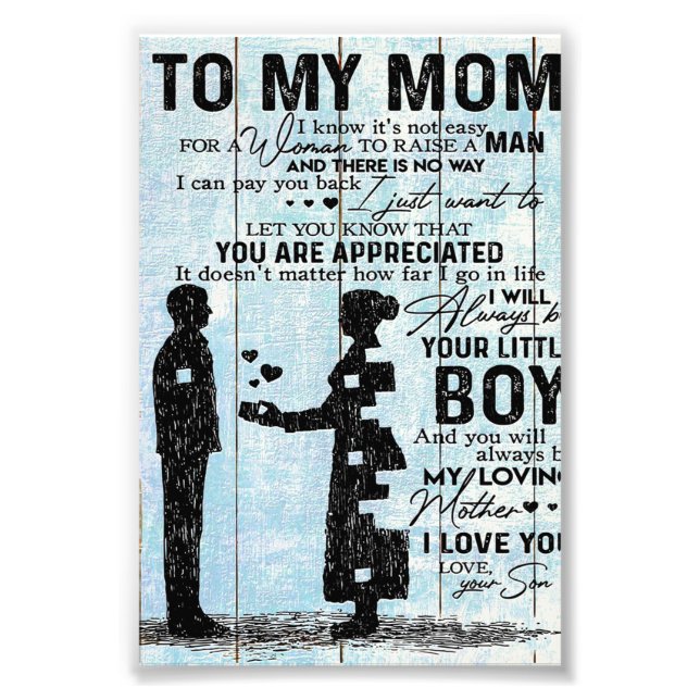 Son To Mum Gift, Personalise Letter To My Mum Gift Photo Print (Front)