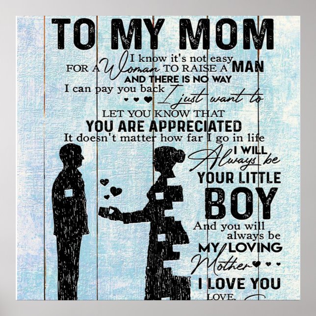 Son To Mum Gift, Personalise Letter To My Mum Gift Poster (Front)